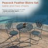 3-Piece Outdoor Feather Metal Bistro Set, Blue