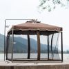 Outdoor Steel Vented Dome Top Patio Gazebo with Netting for Backyard, 9.8Ft. Wx9.8Ft.L  Poolside and Deck