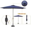 Adjustable Tilt Led Lights Blue Rectangular Patio Large Umbrella For Beach Outside Outdoor