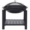 Fire Pit with Poker 21.3"x21.3"x21.7" Steel