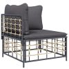 4 Piece Patio Lounge Set with Cushions Anthracite Poly Rattan