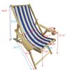 Outdoor Poplar Hanging Chair Wide Blue Stripes armrest with cup holder