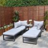 Direct Wicker Outdoor Patio 5-Piece Aluminum Sofa Set with Two Ottomans and Gray Cushions