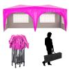 10'x20' EZ Pop Up Canopy Outdoor Portable Party Folding Tent with 6 Removable Sidewalls + Carry Bag + 6pcs Weight Bag Beige Pink