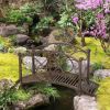 3.3' Metal Garden Bridge, Decorative Classic Footbridge Pond Bridge with Safety Railings for Backyard Garden Creek, Rust Brown