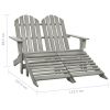 2-Seater Patio Adirondack Chair&Ottoman Fir Wood Gray