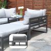 Direct Wicker Outdoor Patio 5-Piece Aluminum Sofa Set with Two Ottomans and Gray Cushions