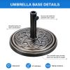 17.72" 24.2 lbs Market Heavy Duty Umbrella Round Stand Base for Patio, Outdoor, Deck, Lawn, Garden, Bronze