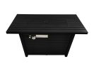 Living Source International 25" H x 42" W Steel Outdoor Fire Pit Table with Lid (Black)