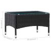 Coffee Table Black 23.6"x15.7"x14.2" Poly Rattan