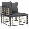 5 Piece Patio Lounge Set with Cushions Anthracite Poly Rattan