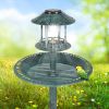 51*51*106cm Plastic Round Birdbath with Solar Ligh Dark Green