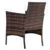 2pcs Arm Chairs 1pc Love Seat & Tempered Glass Coffee Table Rattan Sofa Set Brown Gradient