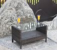 Outdoor patio Furniture Coffee Table with clear tempered glass