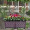 2 Piece Plastic Raised Garden Bed Planter Grow Boxes 15" H Deepen Rectangular Planter Kits for Vegetables Flowers, Herbs, Fruits