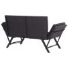 Patio Bench with Cushions 69.3" Black Poly Rattan