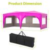 10'x20' EZ Pop Up Canopy Outdoor Portable Party Folding Tent with 6 Removable Sidewalls + Carry Bag + 6pcs Weight Bag Beige Pink