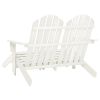 2-Seater Patio Adirondack Chair&Ottoman Fir Wood White