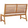 Patio Bench 45.1" with Cream Cushion Solid Acacia Wood