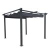 10x10 Ft Outdoor Patio Retractable Metal Pergola With Canopy Sunshelter Pergola for Gardens,Terraces,Backyard, Gray