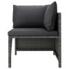 4-Seater Patio Sofa with Cushions Gray Poly Rattan