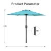 7.5ft Patio Outdoor Table Market Yard Umbrella with Push Button Tilt/Crank, 6 Sturdy Ribs for Garden, Deck, Backyard, Pool, Turquoise