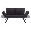 Patio Bench with Cushions 69.3" Black Poly Rattan