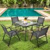 34 Inch Outdoor Dining Table Square Tempered Glass Table with 1.5 Inch Umbrella Hole