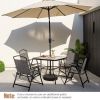 34 Inch Outdoor Dining Table Square Tempered Glass Table with 1.5 Inch Umbrella Hole