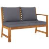 4 Piece Patio Lounge Set with Cushion Solid Acacia Wood