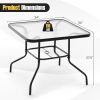 34 Inch Outdoor Dining Table Square Tempered Glass Table with 1.5 Inch Umbrella Hole