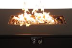 Living Source International 42 White Smoked Glass Metal Rectangle Fire Pit (Black)