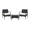 3 Pieces Patio Wicker Rattan Furniture Set with Cushion for Lawn Backyard