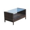 Outdoor patio Furniture Coffee Table with clear tempered glass