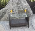 Outdoor patio Furniture Coffee Table with clear tempered glass