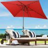 Support Dropshipping Led Red Garden Outdoor Adjustable Title 10 Ft Patio Umbrella With Solar Lights