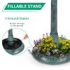 51*51*106cm Plastic Round Birdbath with Solar Ligh Dark Green