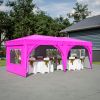 10'x20' EZ Pop Up Canopy Outdoor Portable Party Folding Tent with 6 Removable Sidewalls + Carry Bag + 6pcs Weight Bag Beige Pink