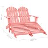 2-Seater Patio Adirondack Chair&Ottoman Fir Wood Pink