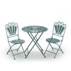 3-Piece Outdoor Feather Metal Bistro Set, Blue