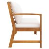 Patio Bench 45.1" with Cream Cushion Solid Acacia Wood