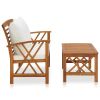 2 Piece Patio Lounge Set with Cushions Solid Acacia Wood