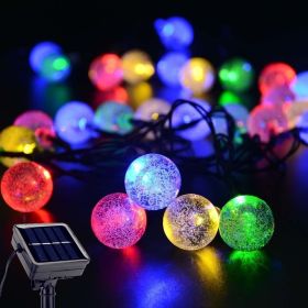 Solar Outdoor String Lights; Crystal Ball String Lights With 4 Colors In 8 Modes; Decorative String Lights For Gardens And Balconies (Color: Colored Light)