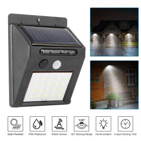 Solar Light 20 LEDs Outdoor PIR Motion Sensor Lights IP65 Waterproof 120 Degree Sensing Wide Angle Lighting (Color: black)