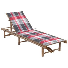 Patio Sun Lounger with Cushion Bamboo (Color: Brown)