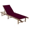 Patio Sun Lounger with Cushion Bamboo