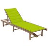 Patio Sun Lounger with Cushion Bamboo