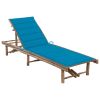 Patio Sun Lounger with Cushion Bamboo