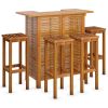 5 Piece Patio Bar Set Solid Wood Acacia