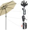 9ft Aluminum Patio Umbrella w/ 32 LEDs Beige